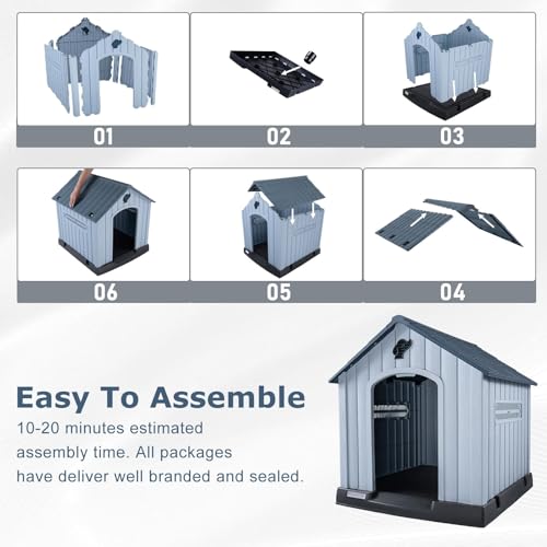 Durable Waterproof Plastic Dog House for Small to Large Sized Dogs