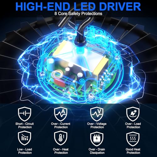 10 Pack 500W LED High Bay Light 70000LM ETL Listed Industrial Grade UFO Light Dimmable IP65 Waterproof 5000K Commercial Bay Lighting for Warehouse Garage Factory 110V 120V (9 Count)