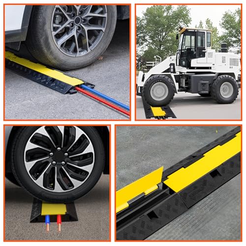 3 Pack 2 Channel Cable Protector Ramp Traffic Wire and Hose Ramp Cord Cover Heavy Duty Channels 18 (3 Count)