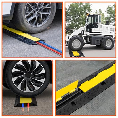 3 Pack 2 Channel Cable Protector Ramp Traffic Wire and Hose Ramp Cord Cover Heavy Duty Channels 18 (3 Count)