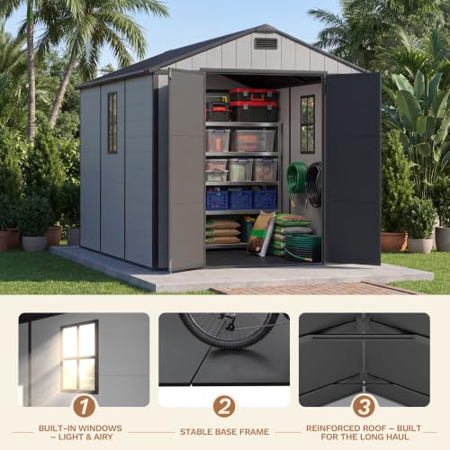 8 x 10 FT Resin Outdoor Storage Shed with Floor