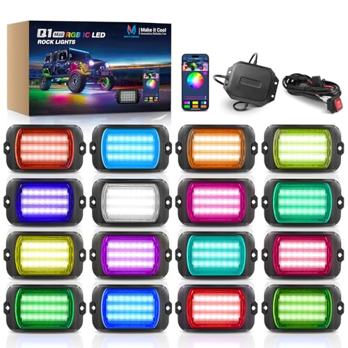 Q1 MAX 16 Pod Chasing Color Rock Lights for Trucks UTV SUV ATV (93.44 Ounce)