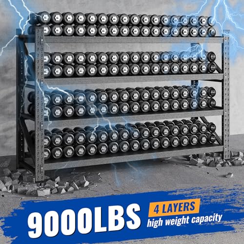 77" W Storage Shelves 9000lbs Garage Metal Shelving Heavy Duty Garage Shelves Adjustable Storage Shelves for Industrial