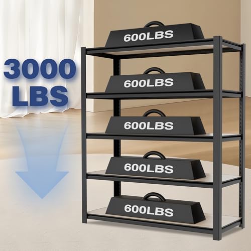 5 Tier Black Shelving with Board (5 Count)