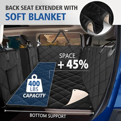 XL Hard Bottom Dog Back Seat Cover for Crew Cab Trucks with Blanket