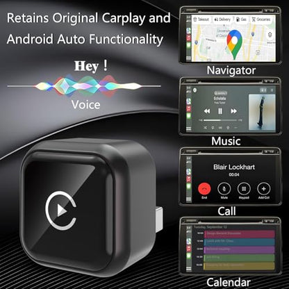 Wireless Carplay Adapter for Apple iPhone & Android Auto Wireless Adapter 2 in 1