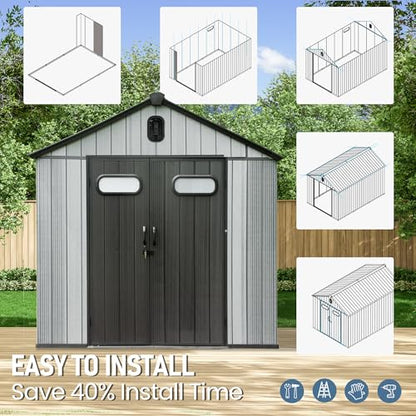 Domi 8x16 FT Resin Outdoor Storage Shed