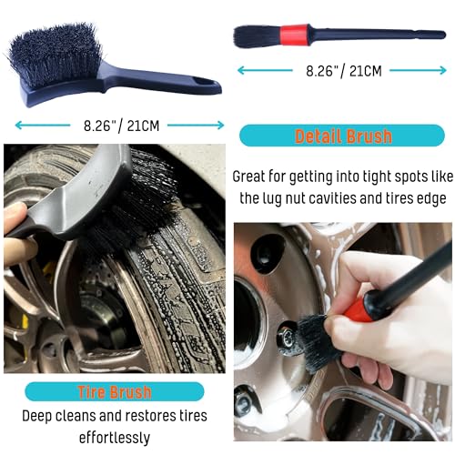 PRO Choice 4 Pack Long Handle Wheel Brush Kit for Cleaning Wheel and Tire