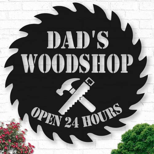 Personalized Dads Woodshop Metal Sign