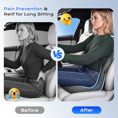 Car Seat Cushion and Lumbar Support Pillow One Piece