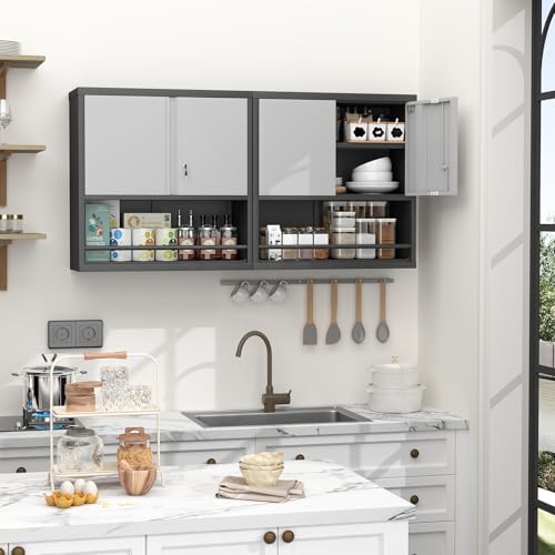 31" H Metal Garage Storage Cabinets with Doors and Shelves