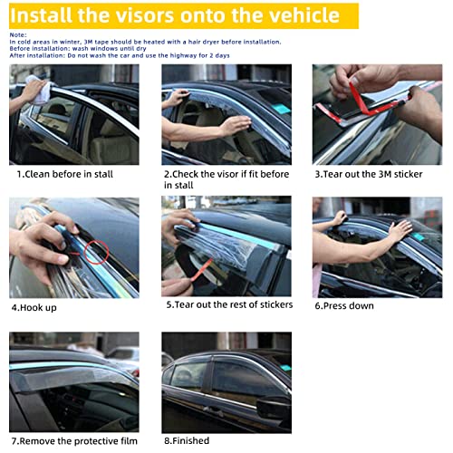Window Visor Rain Guards Compatible with 2017 (4 Count)
