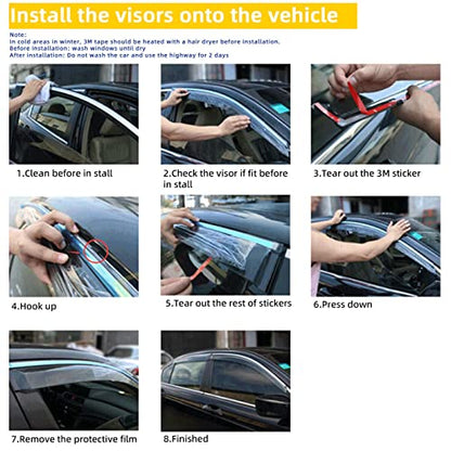 Window Visor Rain Guards Compatible with 2017 (4 Count)