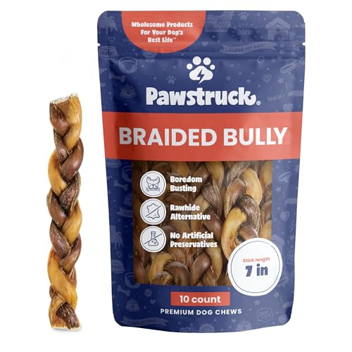 Natural 7” Braided Bully Sticks for Dogs (10 Count)