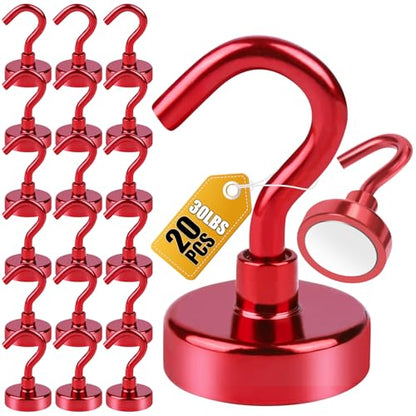 Magnetic Hooks 20pcs 30lbs Cruise Essentials 2026 Magnet Hook Red (20 Count)