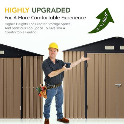 Outdoor Steel Storage Shed with Floor Frame 10 x 12 ft