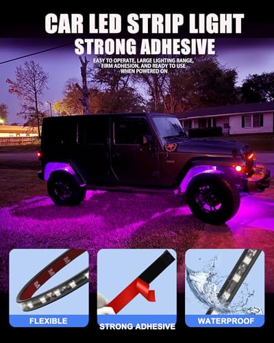 12V Led Light Strip 12.75Inch Waterproof Led Light Strips for Cars Motorcycles Golf Cart Interior & Exterior Marine Boat Pink Led Strip 12V 5050 18SMD