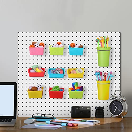 20 Pcs Pegboard Bins and Cups with Hooks and Loops Peg Assortment Organizer Accessories Various Tool Organizer Pegboard Baskets Set for Garage Workshop Workbench Office