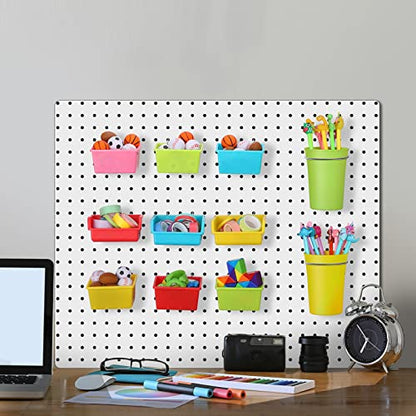 20 Pcs Pegboard Bins and Cups with Hooks and Loops Peg Assortment Organizer Accessories Various Tool Organizer Pegboard Baskets Set for Garage Workshop Workbench Office