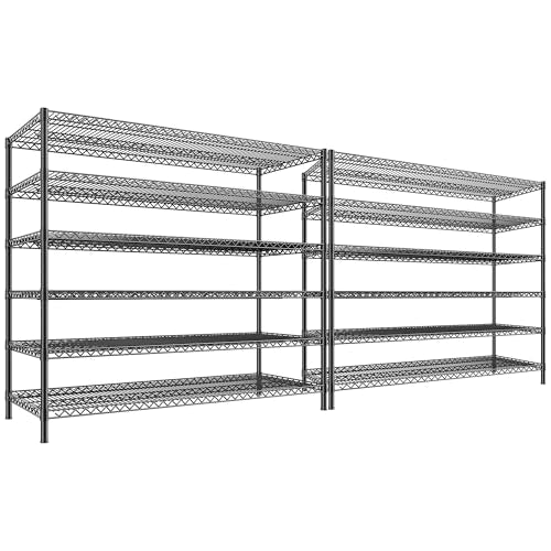 83"H Storage Shelves 3840LBS Metal Shelving Unit Garage Shelving Heavy Duty 6 Tier Commercial Adjustable Wire Shelving for Storage Rack for Pantry (2 Count)