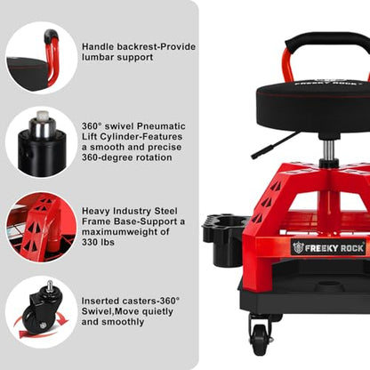 Rolling Shop Stool with Wheels