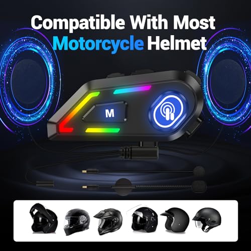 Helmet Bluetooth Headset with RGB Lights for Riders