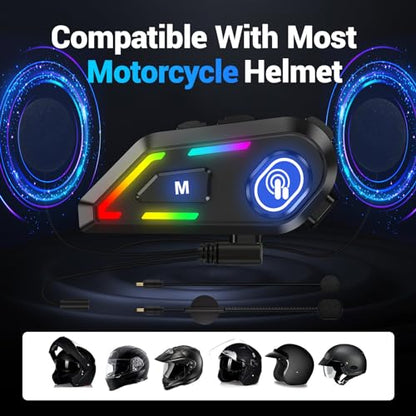 Helmet Bluetooth Headset with RGB Lights for Riders