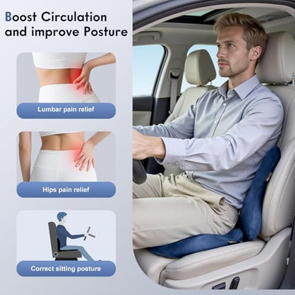Memory Foam Car Seat Cushion and Lumbar Support Pillow for Car