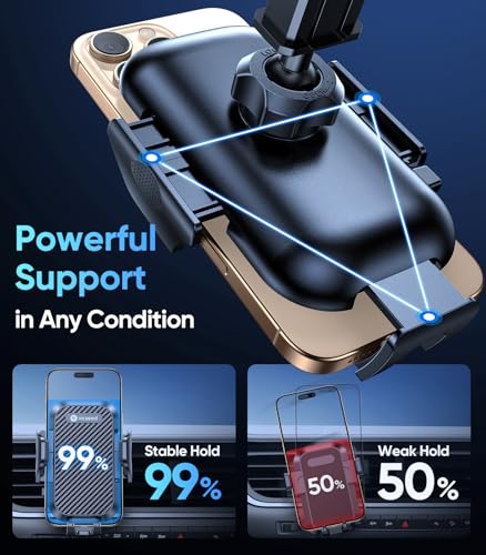2026 Ultimate Sturdy Car Phone Holder [Upgraded 95+LBS Strongest Suction] Universal Long Arm Cellphone Mount for Car Dashboard Windshield Vent Truck Boat for iPhone 17 16 Pro Max & Android