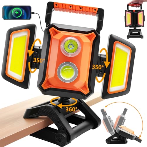 4000LM LED Work Light Rechargeable with Clamp