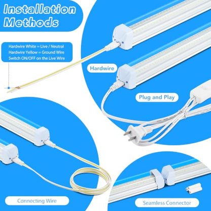 10PCS 8FT LED Shop Lights 120W 19200LM 6500K T8 V (10 Count)
