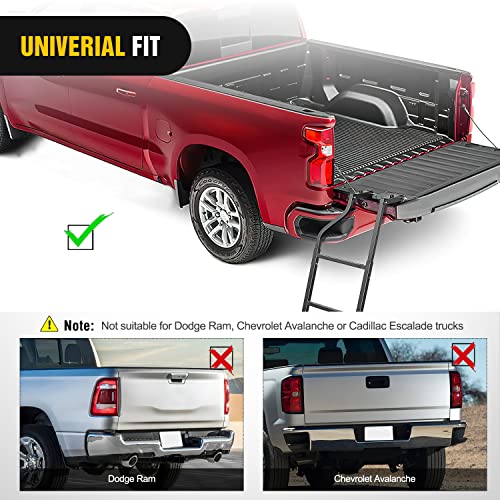 Foldable Truck Tailgate Ladder for Pickup with Step Grip Plates