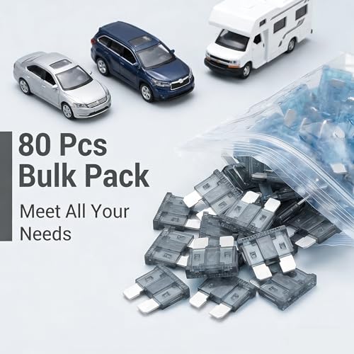80Pcs) 25Amp Standard Fuse, 25A Car Blade Fuses for Car/RV/Truck/SUV/Motorcycle/Boat (80 Count)