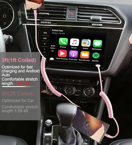 USB A to C Cable Fast Charging 3FT for Car (2 Count)