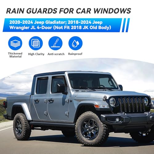 4pcs Window Visors Rain Guards for 2018 (4 Count)