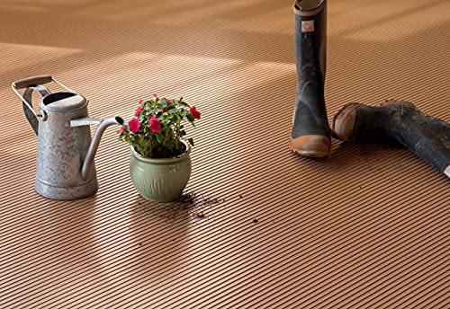 Garage Flooring 7'6" x 17' Sandstone Ribbed Channel Vinyl Protector Mat