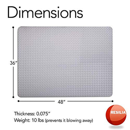 Garage Mat Prevents Stains Decorative Embossed Diamond Plate Pattern Black (12 Sq Ft)