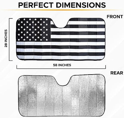 Accordion Car Windshield Sun Shade American Flag Design