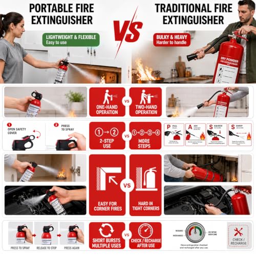 Small Fire Extinguisher for Home & Car (4 Count)
