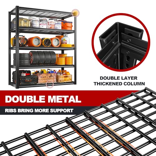 48" W Garage Shelving Heavy Duty Load 2500LBS (4 Count)