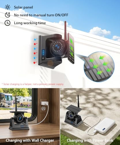 3 Wireless Backup Camera Solar Magentic Cameras with 7" DVR 1080P Touchscreen Monitor