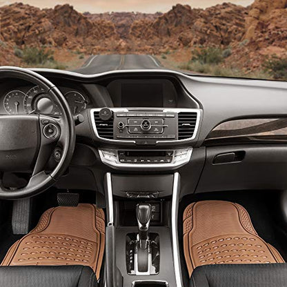 Beige Heavy Duty Front & Rear Rubber Floor Mats Universal Liners for Car SUV Van & Truck