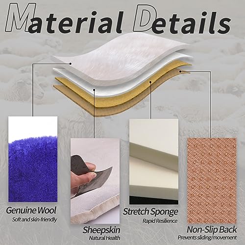 Genuine Sheepskin Car Seat Cushion Seat Covers for Cars Trucks SUV Comfort Seat Protector Pad for Car Driver Seat Car Accessories for Women Office Chair Car Decor