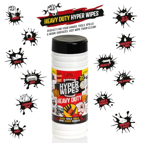 Hyper Wipes 4 Pack Heavy Duty Hand & Tool Cleaning Wipes (140 Count)
