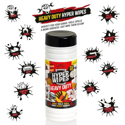 Hyper Wipes 4 Pack Heavy Duty Hand & Tool Cleaning Wipes (140 Count)