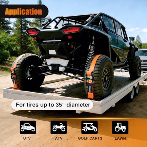 Wheel Chock Tie Down Kit with 4Pcs E Track Ratchet Straps