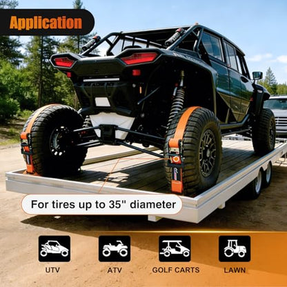 Wheel Chock Tie Down Kit with 2Pcs E Track Ratchet Straps
