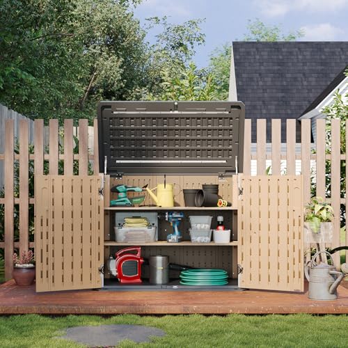 Outdoor Storage Cabinet 35 Cu.Ft Outdoor Trash Can Storage Shed