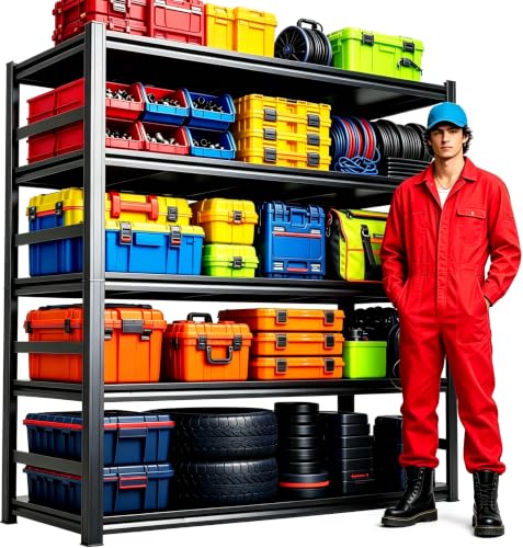 Garage Shelving 5 Tier Heavy Duty Metal Storage Shelves Adjustable Rack