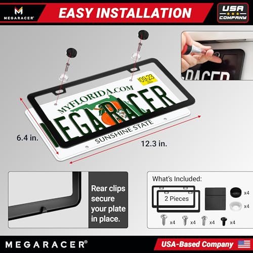 Powder Coated Matte Black Thin License Plate Frames